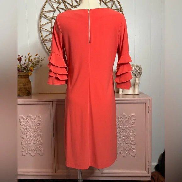 Gabby Skye Orange‎ Sheath Dress with Bell Sleeves - Picture 3 of 6
